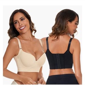 Shecurve®Full-Coverage Back Smoothing Bra - Black+Beige (2 pieces)